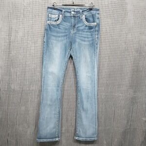 Grace in LA Jeans Women Bootcut Distressed Stretch Denim 30 Blue